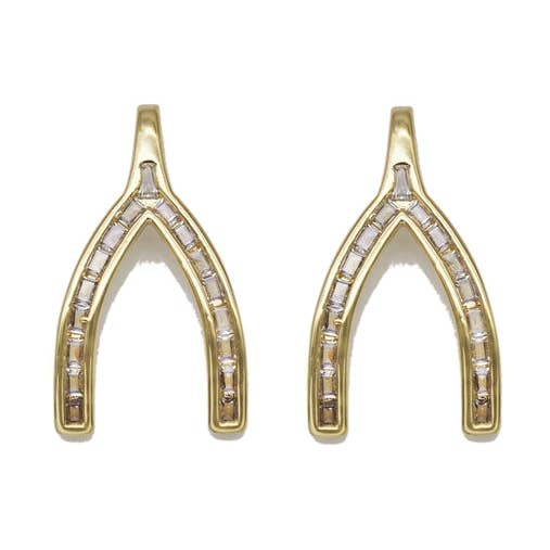 Gold Baguette CZ Wishbone Charm, Sku#LX106 and other Purchase Wholesale baguette drop. Free Returns & Net 60 Terms on Faire trending on Faire.