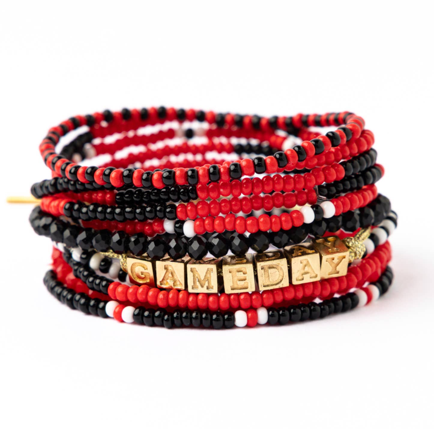 INK + ALLOY - Wholesale Jewelry Set - Game Day 11-Strand Bracelet Set Red + Black Wholesale