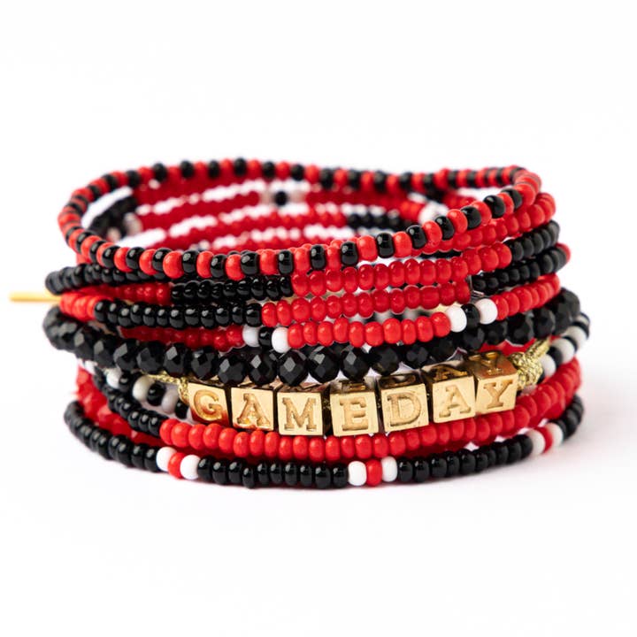 INK + ALLOY - Wholesale Jewelry Set - Game Day 11-Strand Bracelet Set Red + Black Wholesale0