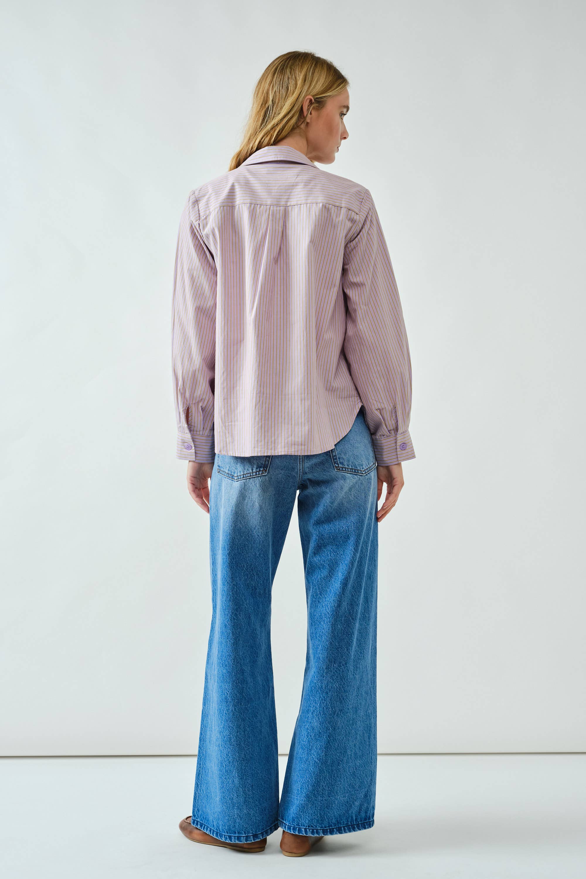 Aaron & Amber - Wholesale Button Down Shirt - Women's - AJT5186 SOFT WASHED STRIPED COTTON SHIRTS21