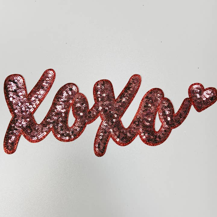 11” XOXO Sequin in Pink - Sequin Patch for wholesale by TEELUX