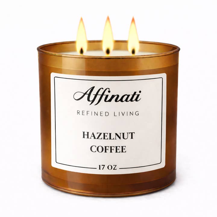 Bougie à 3 mèches parfum noisette et café pour la vente par Affinati