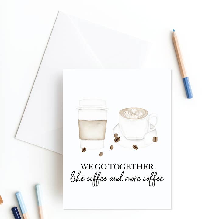 Slate + Brush Design Studio - Wholesale Friendship Card - Coffee Just Because Card - Coffee Lover Art - Coffee Friend1