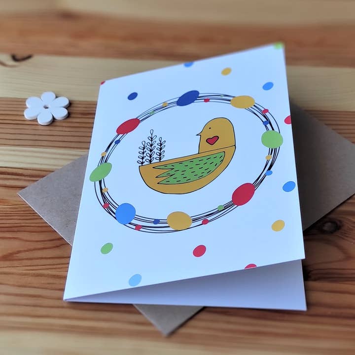 20092 Easter Greeting Card Little Bird In A Nest - Yellow for wholesale by SIMPLY PAPER LOVE