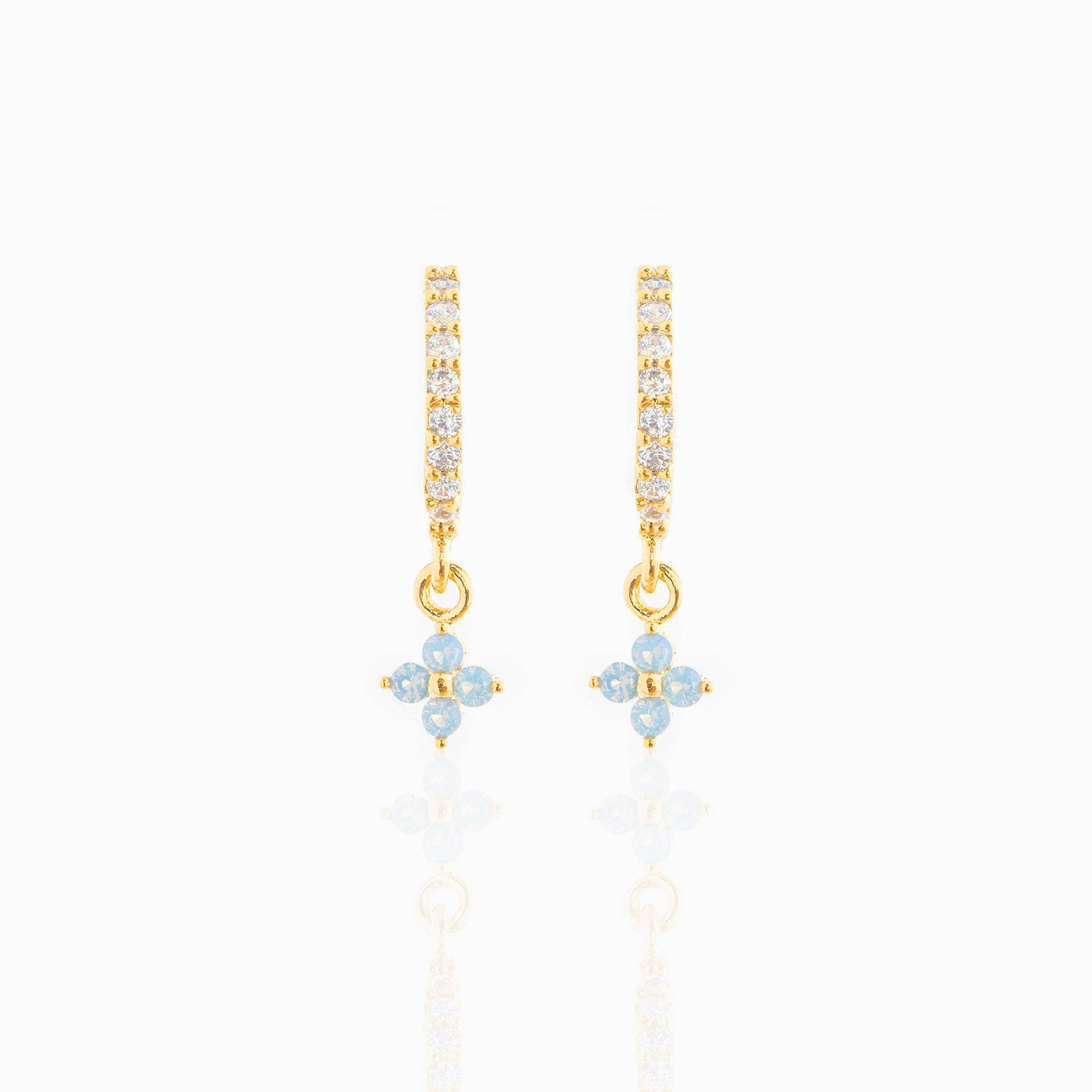 Girls Crew - Wholesale Dangle Earrings - Blue Blossom Love Dangle Hoops2