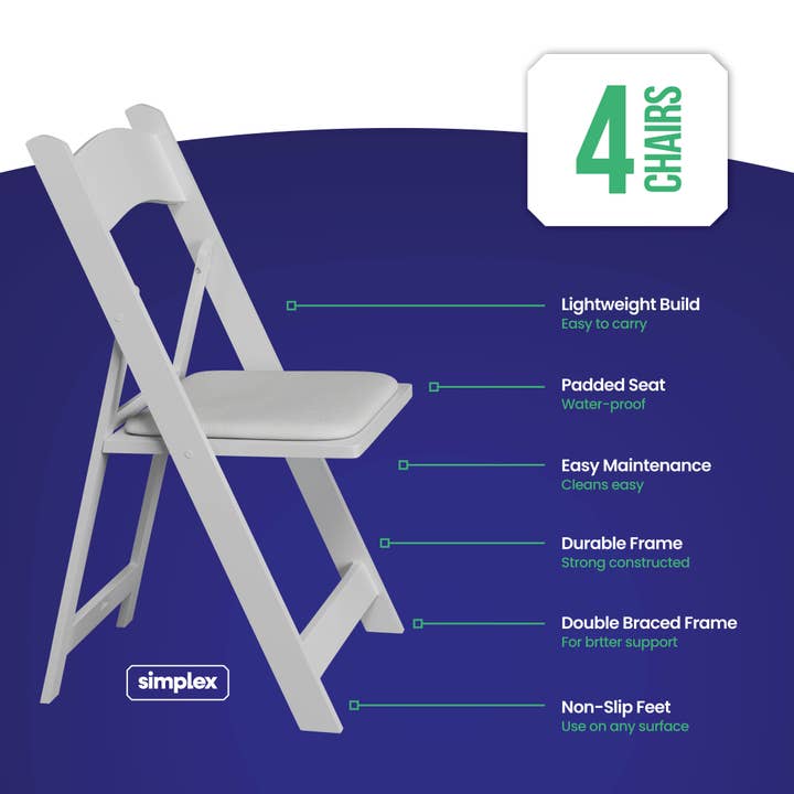 Simplex Brands - Wholesale Folding Chair - White Resin Folding Chair
