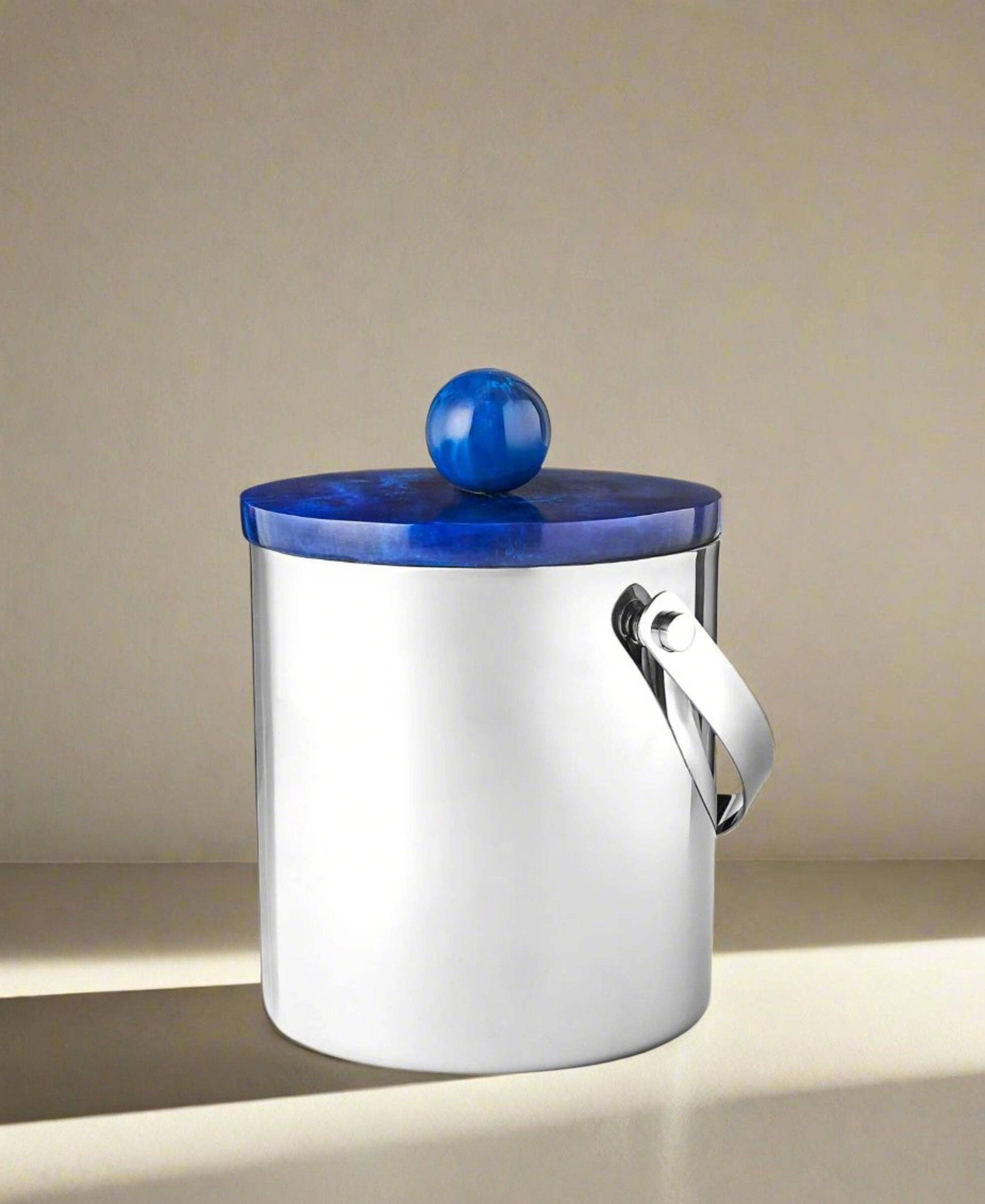 Godinger - Wholesale Ice Bucket - Azure Blue Resin & Stainless Steel Ice Bucket3