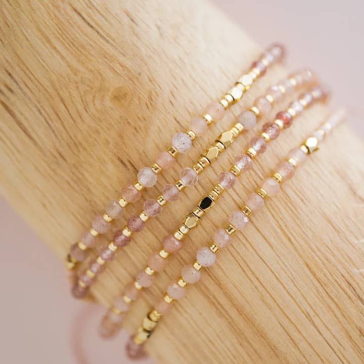 Kindred Row – wholesale Beaded bracelet – Rose Quartz Healing Gemstone Stacking Bracelet1