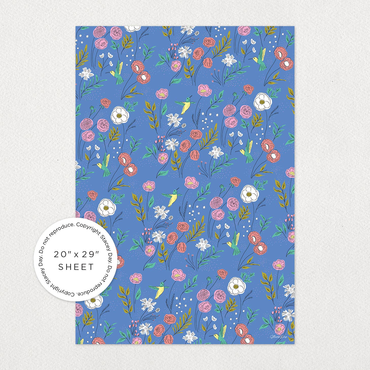 Stacey Day - Wholesale Flat Wrap - Hummingbird Floral Flat Wrap3