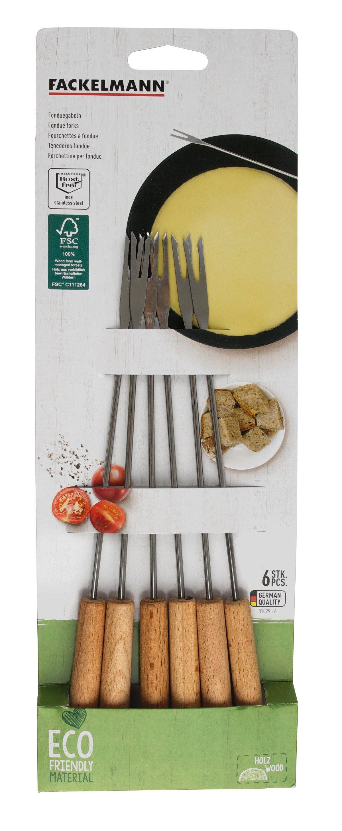 Fackelmann - Wholesale Kitchen Fork - Set of 6 fondue forks with FSC wood handles5