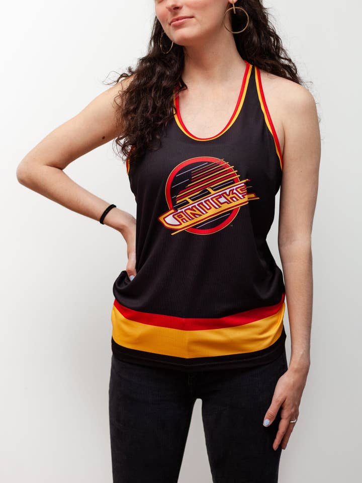 Camiseta de Hockey Retro Alternativa para Mujer de los Vancouver Canucks para venta al por mayor de Bench Clearers