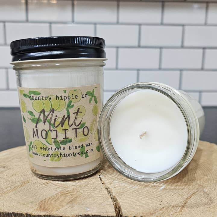Vela en tarro Mint Mojito Farmhouse de 8 onzas para venta al por mayor de Country Hippie Co.