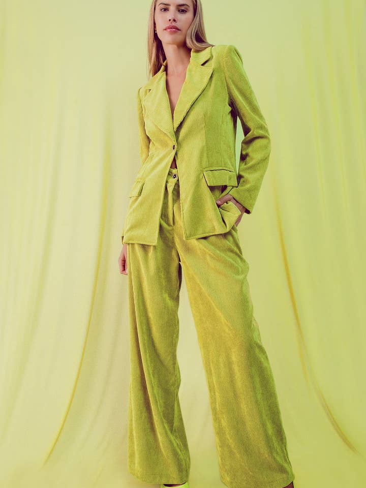 grün Blazer mit Vintage-Knöpfen aus Kalkkordel für den Großhandel auf Faire4