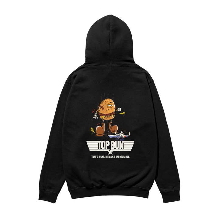 Sudadera con capucha orgánica pesada Top Bun negra para venta al por mayor de Weekend Concept