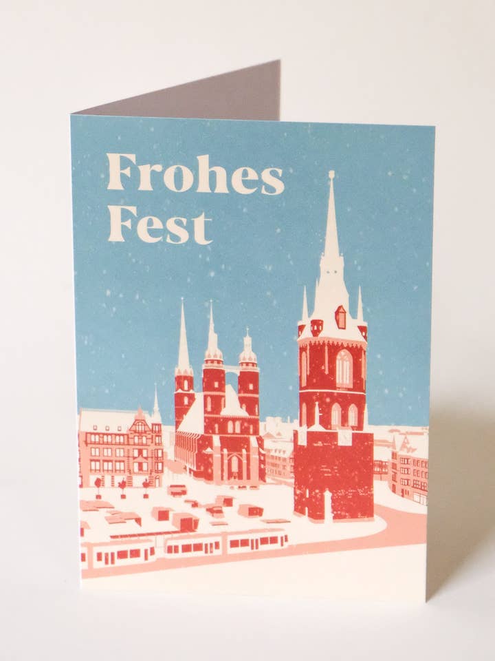 Happy Holidays folding card, A6 for wholesale by ostkarte