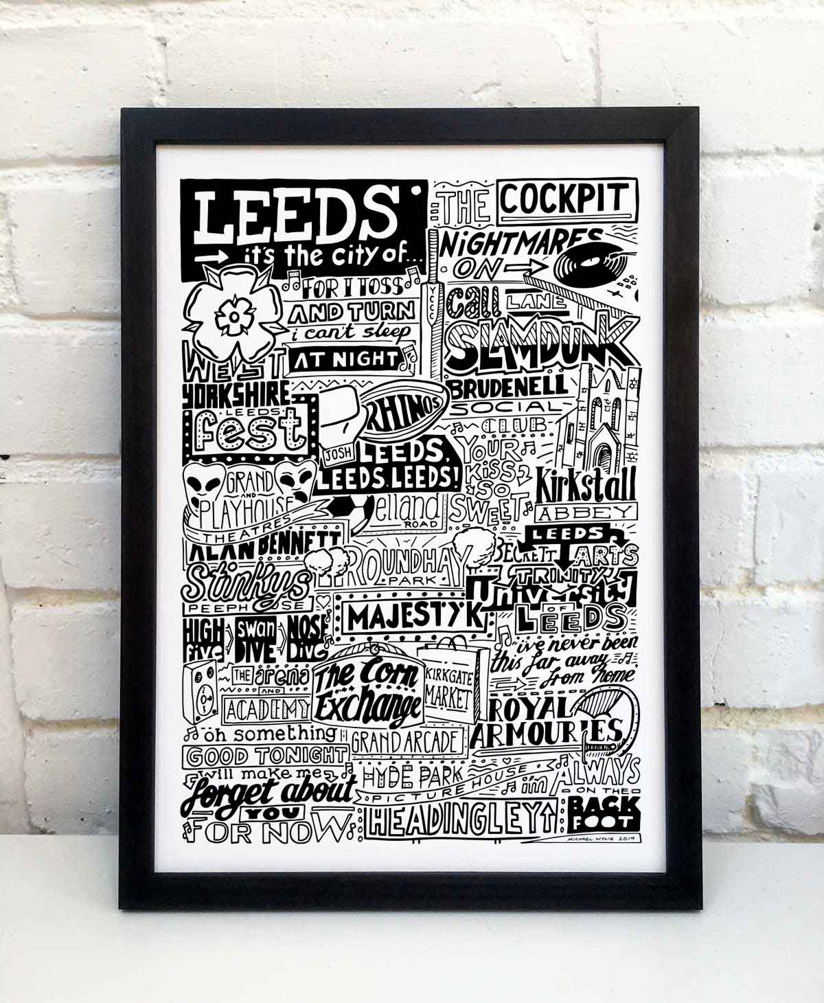 Sketchbook Design - Vente Affiche d'art - Impression sur les monuments de Leeds, c'est la ville de l'art7