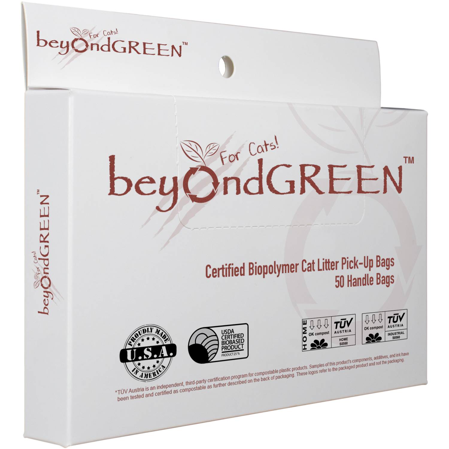 beyondGREEN biotech, Inc. - Vente Sac à déjections canines - Sacs de litière végétale régulière pour chats avec poignées – 50 unités2