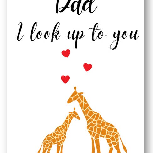 Second Ave Gift Company - Wholesale Father's Day Card - Second Ave Cute Dad I Look Up To You Giraffe Birthday Father's Day Card