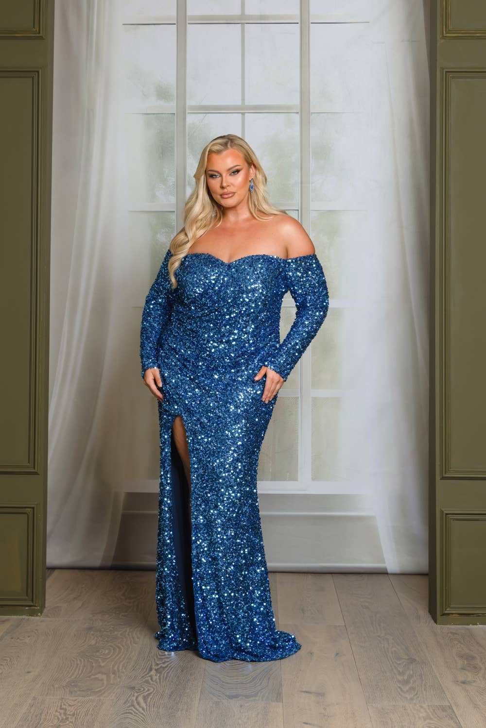 RICARICA INC. - Wholesale Gown - Women's - P1641P9-PLUS SIZE LONG SLEEVE OFF SHOULDER MAXI DRESS 15