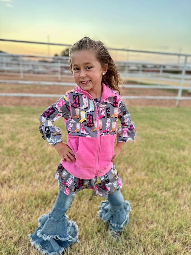 Chaleco de Forro Polar con Estampado de Botas, Talla 0M-5T para venta al por mayor de Shea Baby