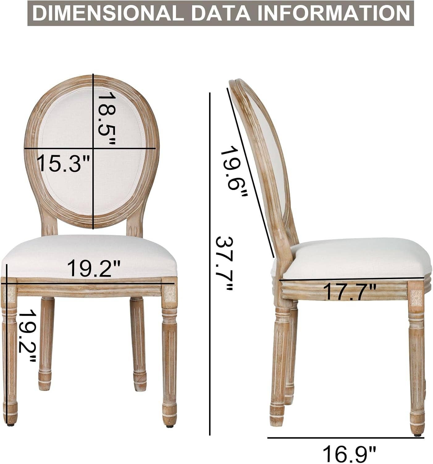 Beige Fabric Dining Chair Set Of 2 Square Back With Solid Wood Legs for wholesale on Faire2