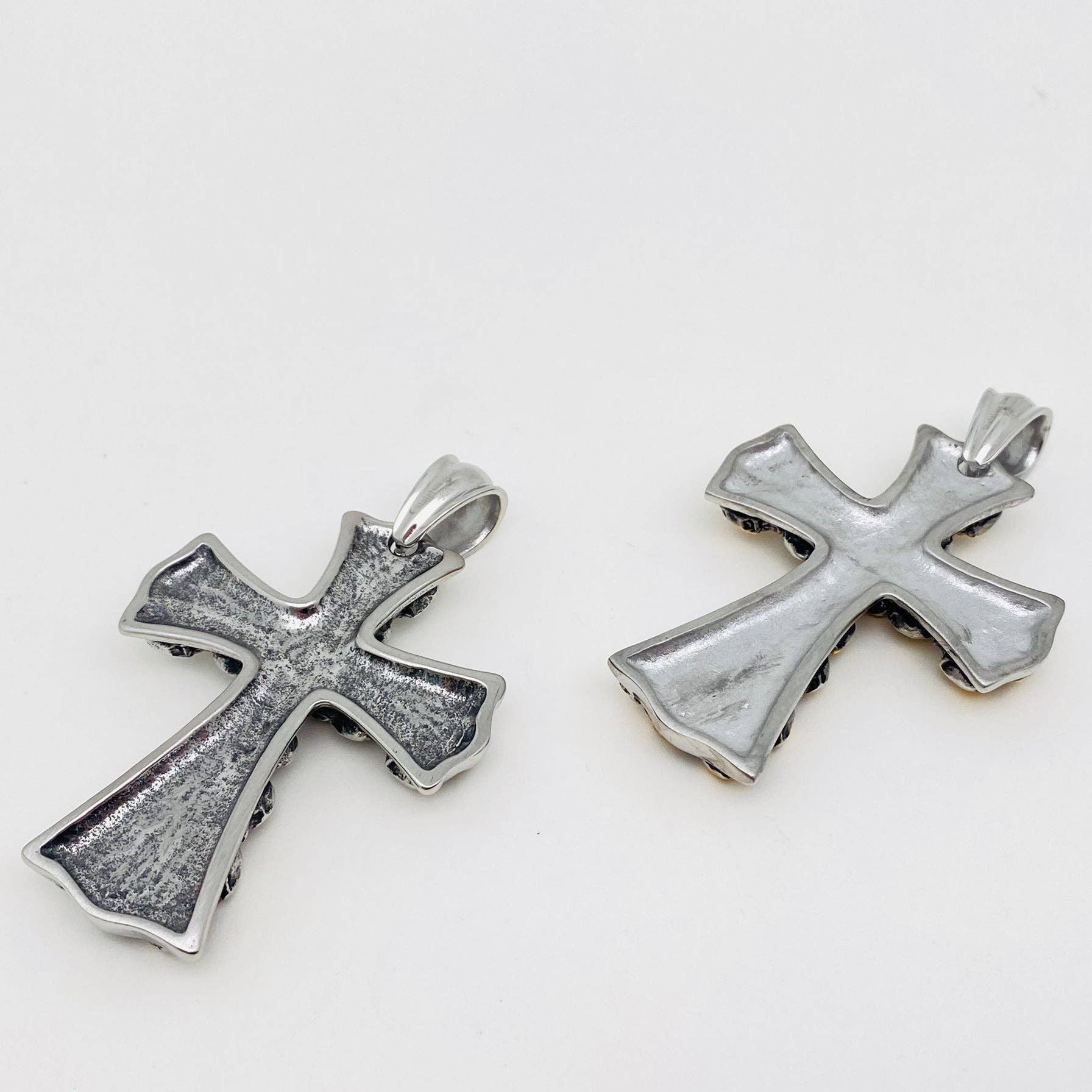 Wholesale Punk Dense Skull Cross Stainless Steel Pendant - MJ/MNP