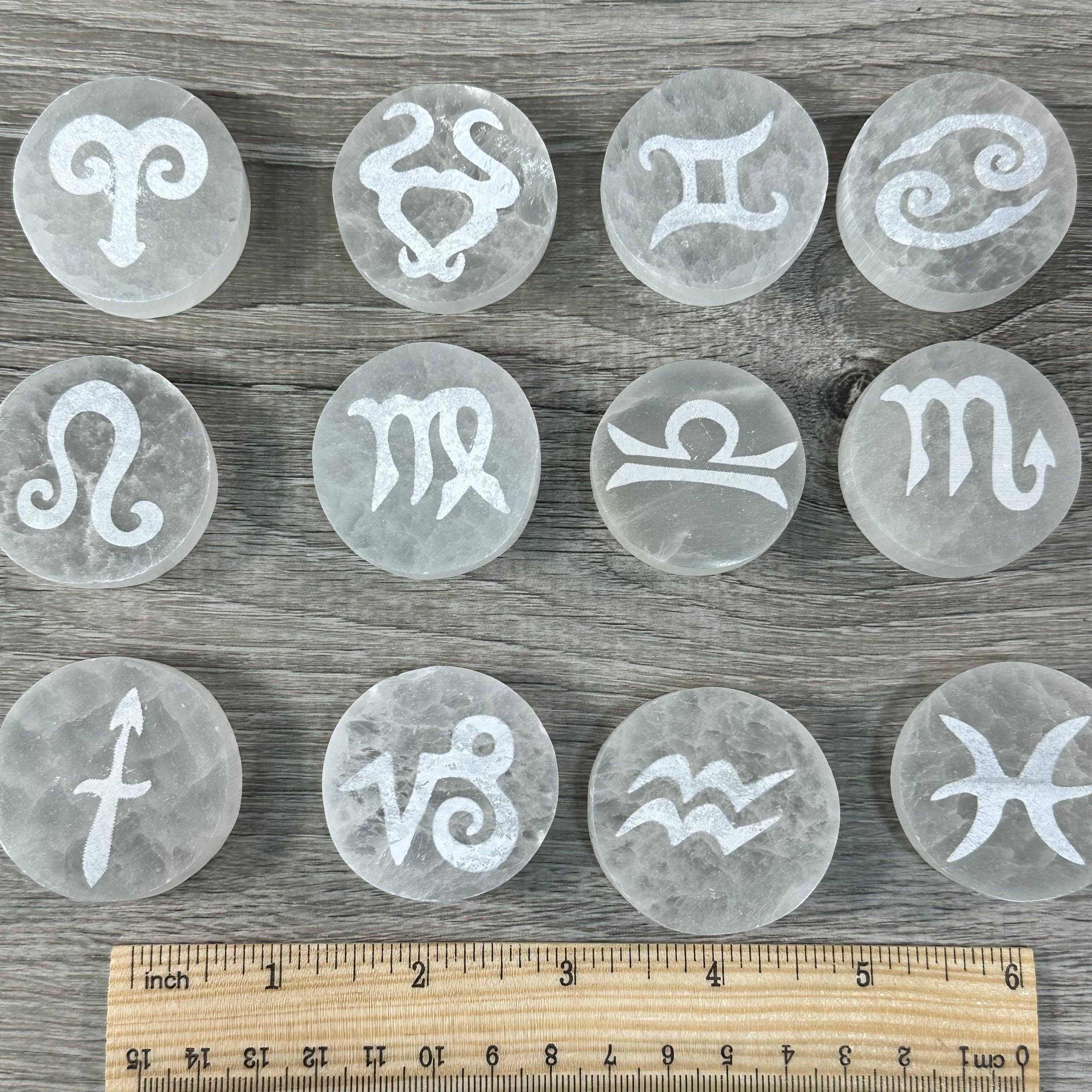 Keystone Crystals - Wholesale Spiritual Stone/Crystal - Zodiac Selenite 1.5” Disc3