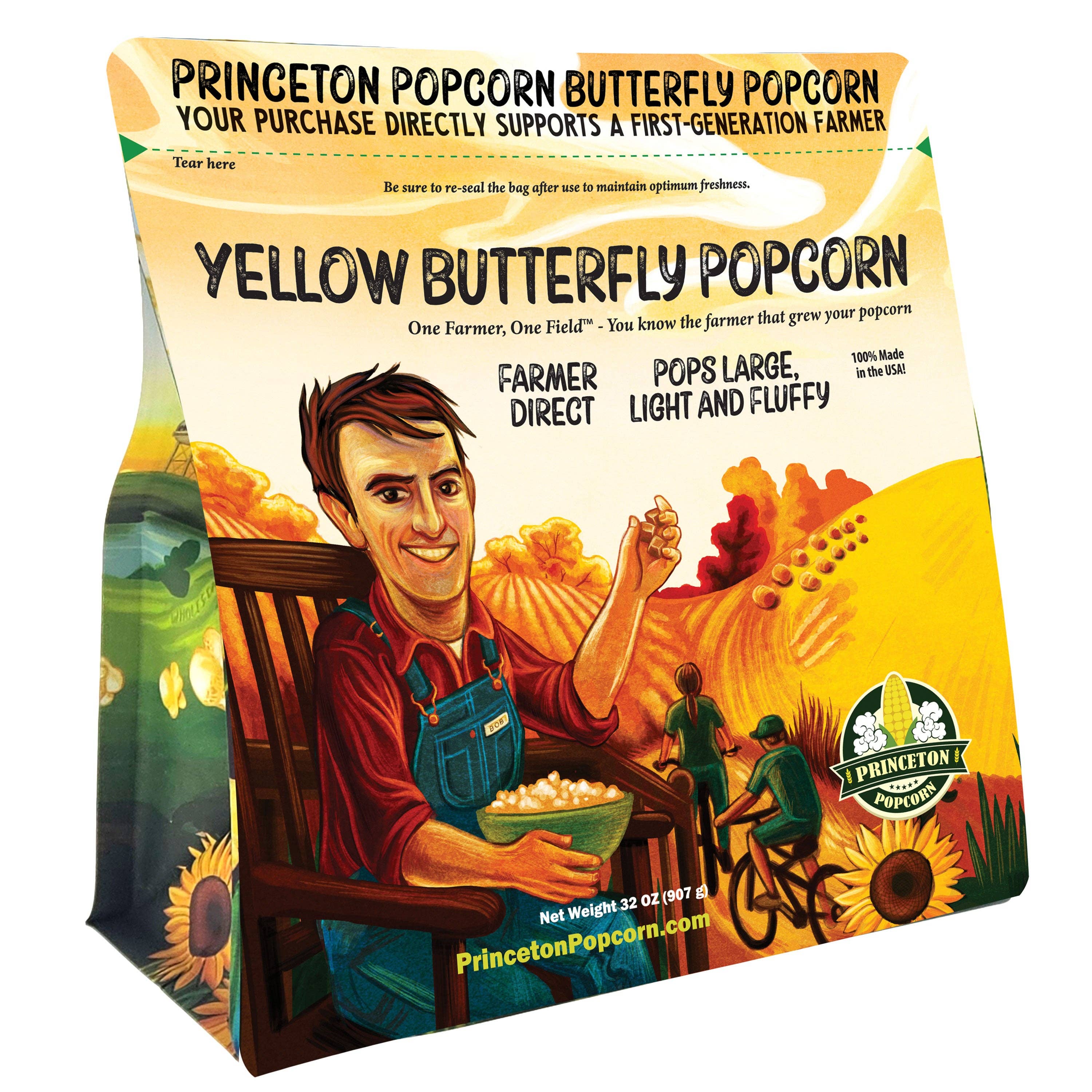 Princeton Popcorn Company, LLC – Engroshandel Popcornkerner – 2lb pose Princeton Popcorn store gule popcornkerner, luftige og store, ikke-GMO, skrogfri, direkte fra landmanden, glutenfri til popning, ideel til oliepopcornmaskine, mikrobølgepopcorn eller luftpopper.6