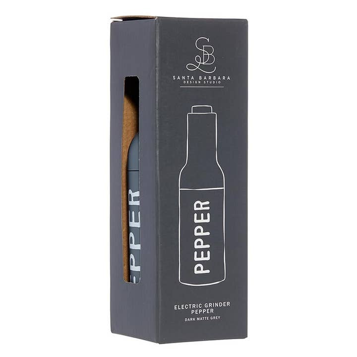 Santa Barbara Design Studio by Creative Brands - Wholesale Pepper Mill - Face to Face Electric Matte Grey Pepper Grinder