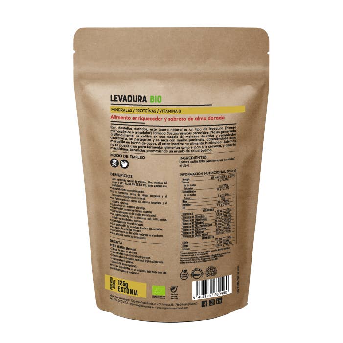 Orgánica Superfoods SL - Venta al por mayor Proteínas y superalimentos en polvo - Levadura Nutricional BIO - 125g