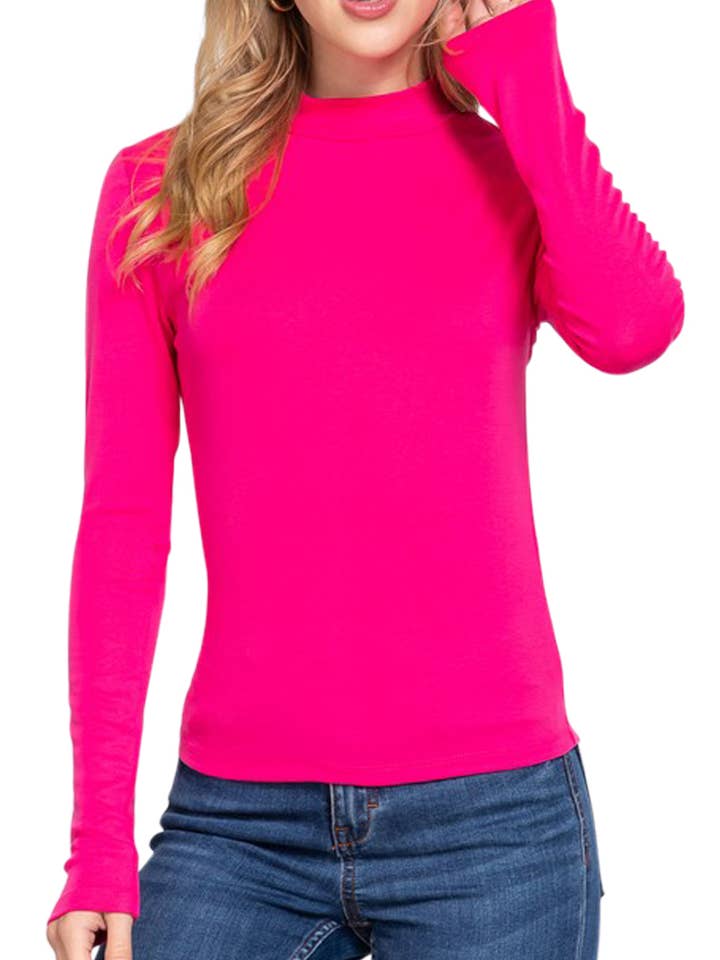 Long Sleeve Mock Neck Rib Knit Top for wholesale by Vanilla Monkey