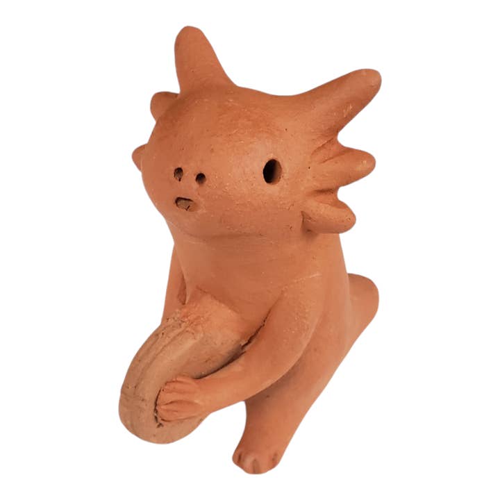 Barro Rojo Axolotl Muzikant uit Oaxaca, Mexico voor wholesale door The Little Pueblo
