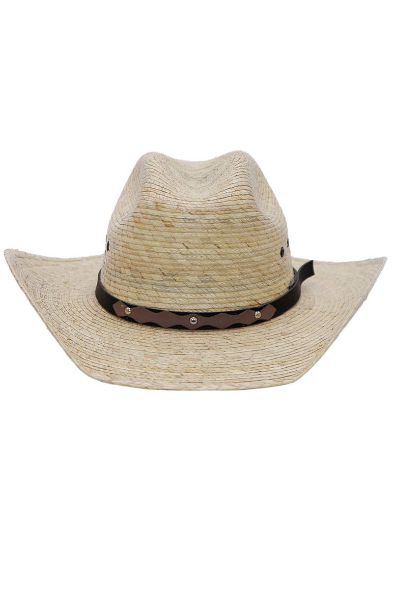 Cap Zone - Wholesale Cowboy Hat - Kids - Kids Eyeleted Cutter Crown Palm Straw Cowboy Hat4