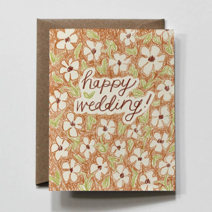 Boda Marrón | Tarjeta de Felicitación de Boda Feliz con Flores Marrones para venta al por mayor de everglow handmade