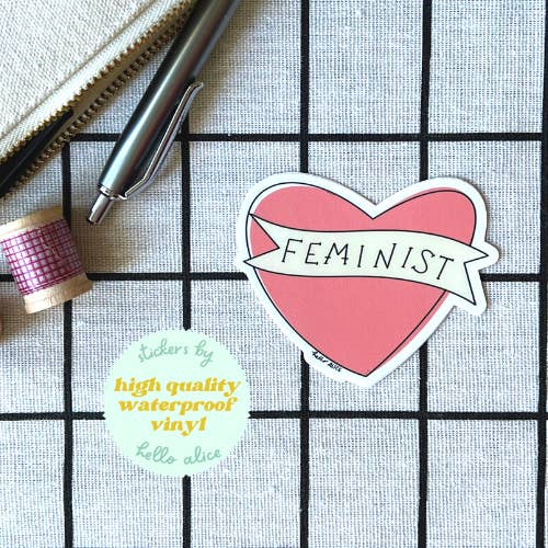 Feminist Heart High Quality Vinyl Sticker for wholesale by Hello Alice