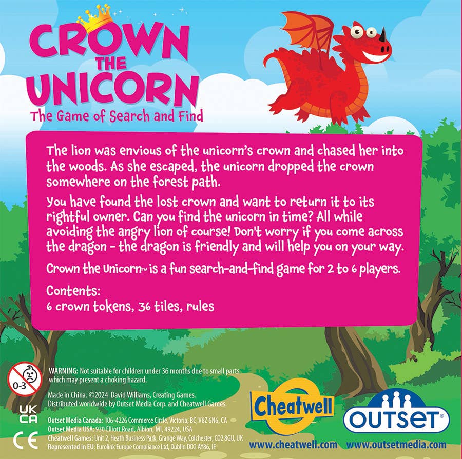 Outset Games and Cobble Hill Puzzles - Wholesale Board Game - Crown the Unicorn Game (Ages 4+) 🦄✨1