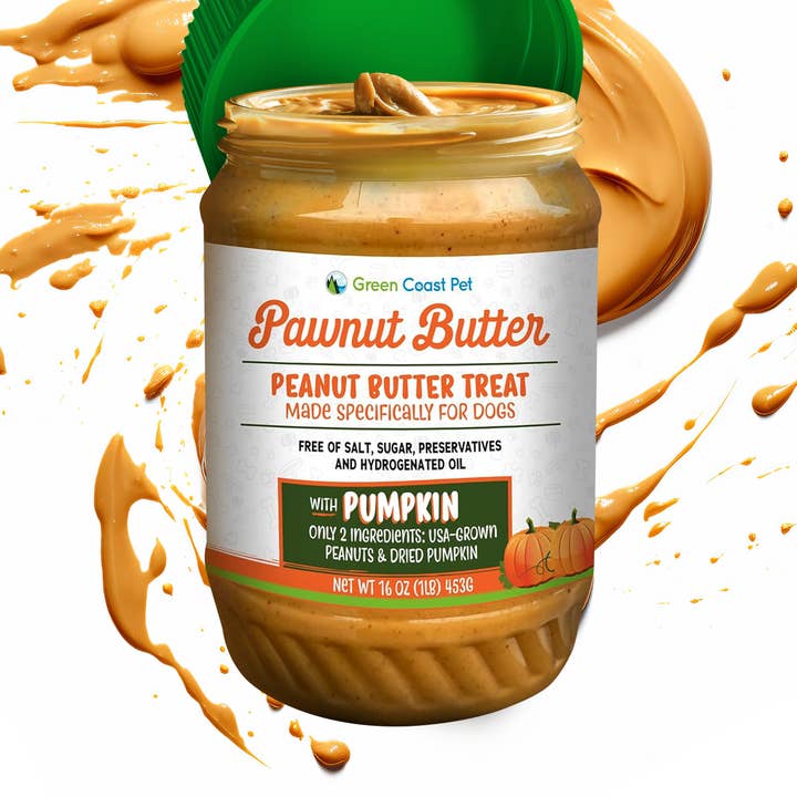 Natural Peanut Butter with Pumpkin Xylitol-Free 16 oz for wholesale by Green Coast Pet