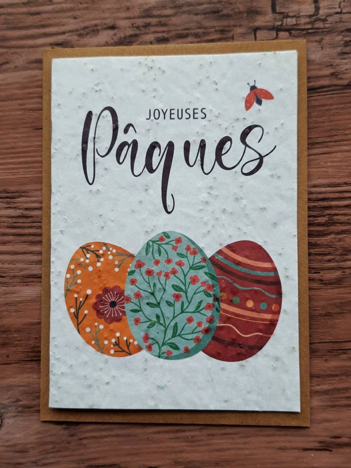 Carte à planter - Joyeuses Pâques (oeufs) pour la vente par Des Mots Qui Fleurissent
