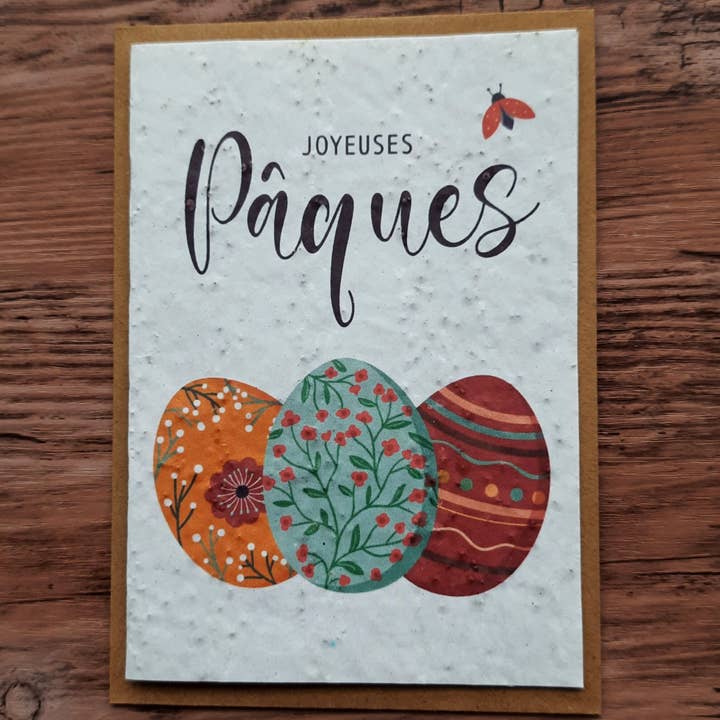 Des Mots Qui Fleurissent - Wholesale Easter Card - Card to plant - Happy Easter (eggs)0