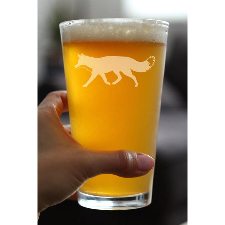 bevvee - Wholesale Beer Glass/Mug - Fox Silhouette Pint Glass for Beer - Rustic Cabin Gifts