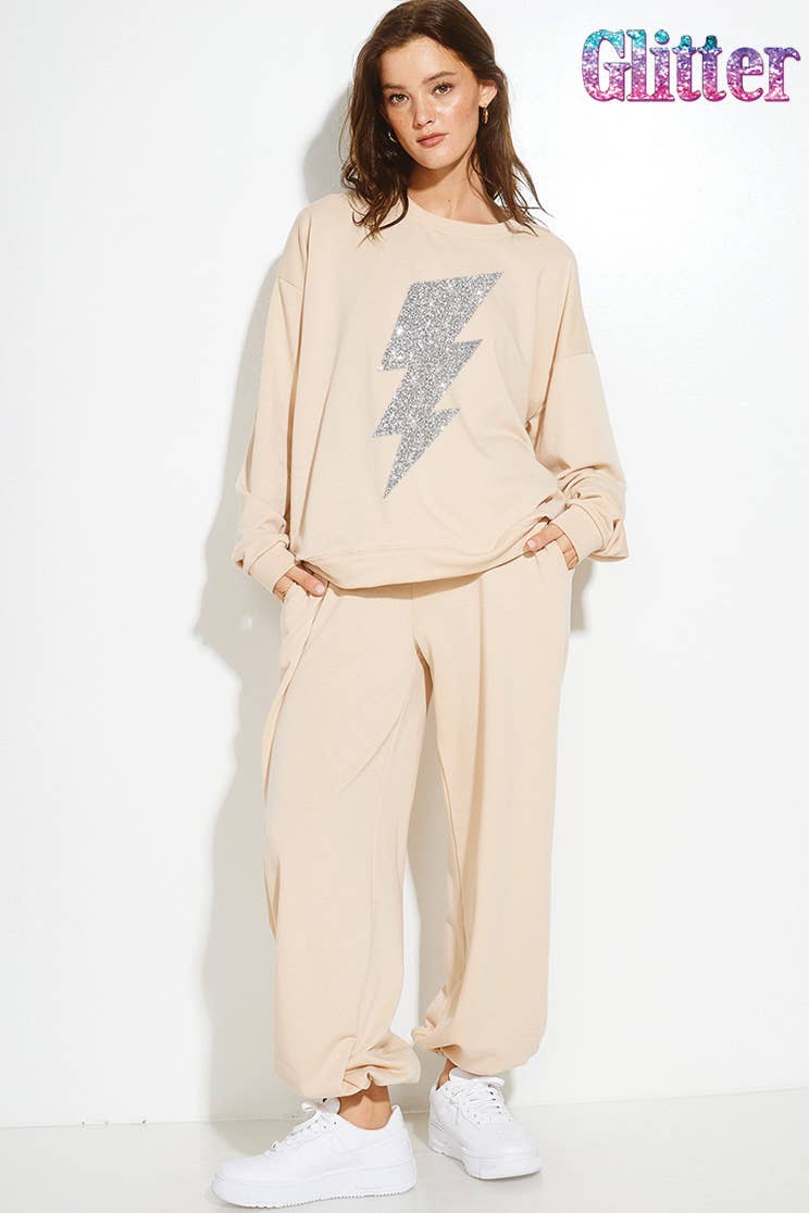 Phil Love - Vente Ensemble de vêtements d'intérieur – femme - Ensemble sweat-shirt en tissu éponge à paillettes7