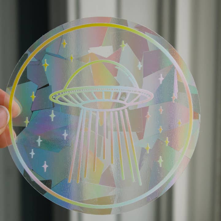 Scribbles and Doodlez - Wholesale Suncatcher - Pastel Rainbow UFO | Sun Catcher Decal