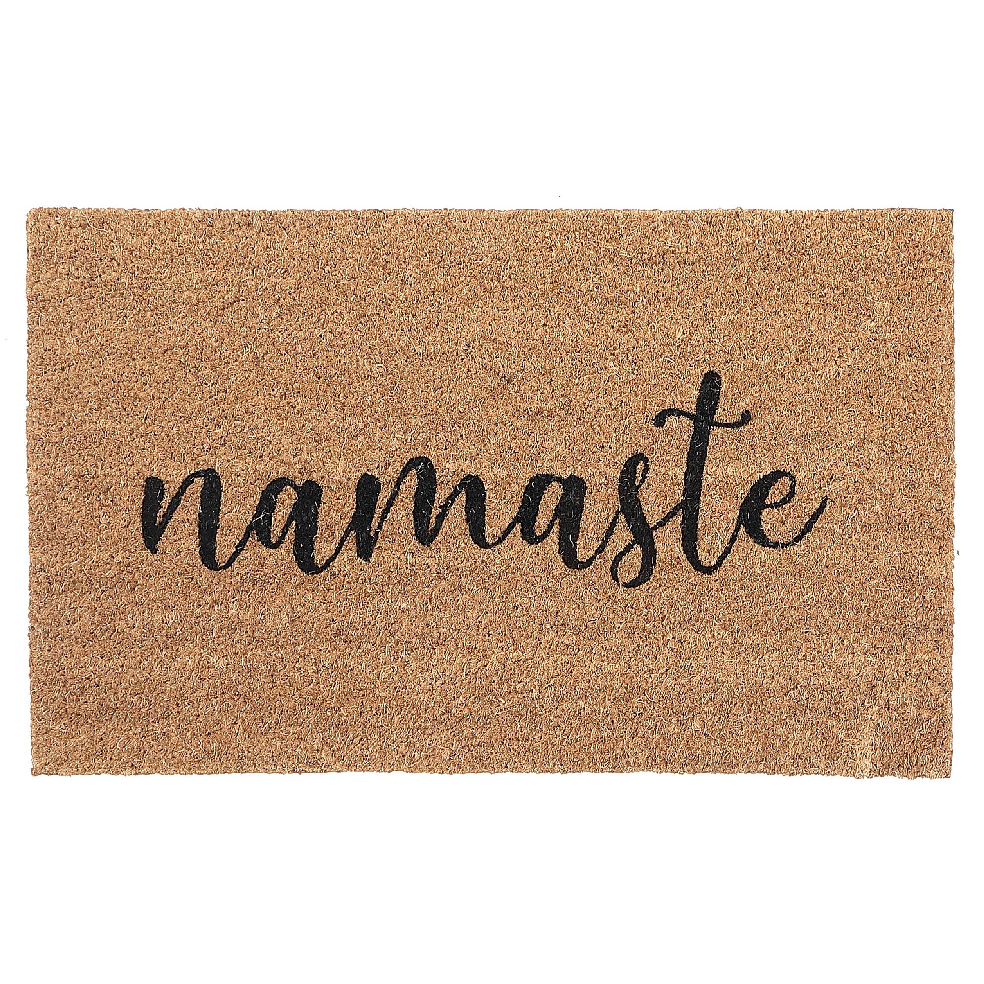 Black Coir Door Mat Namaste for wholesale on Faire0