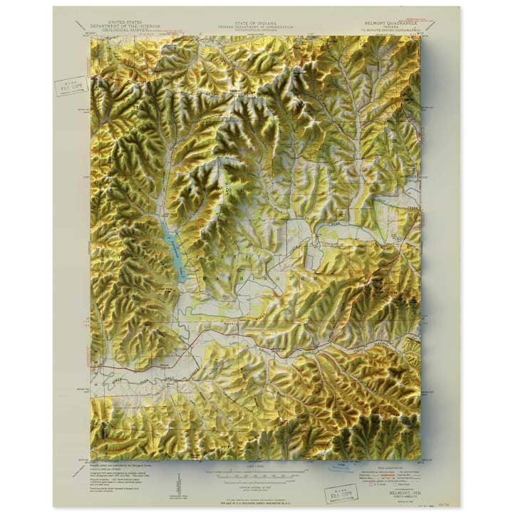 Belmont, Indiana for wholesale by Scott Reinhard Maps