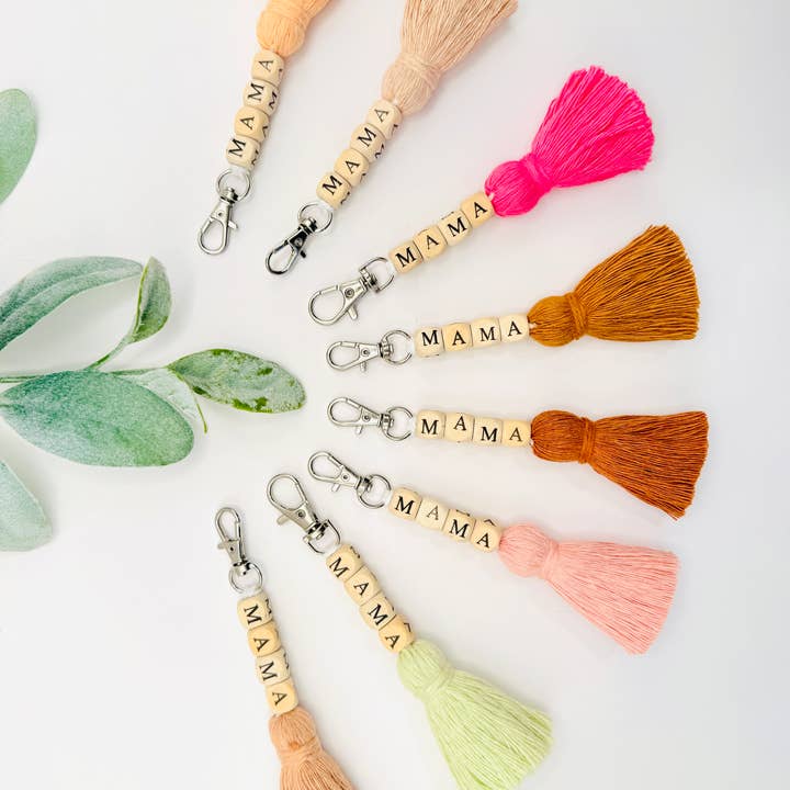 Macrame Mama Tassel Keychain | Handmade Boho Keychain | Mama for wholesale by MarissaDDesigns