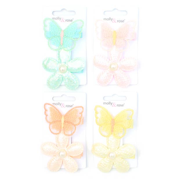 Butterfly and flower motif clips 5cm for wholesale by Inca UK