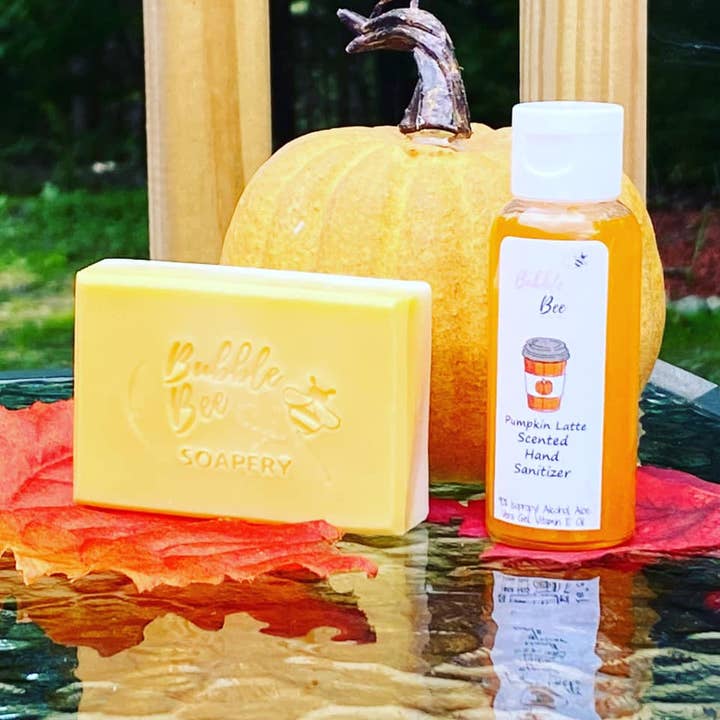 Pumpkin Spice Latte Soap And Sanitizer Set Fall Exclusive for wholesale by Bubble Bee Soapery