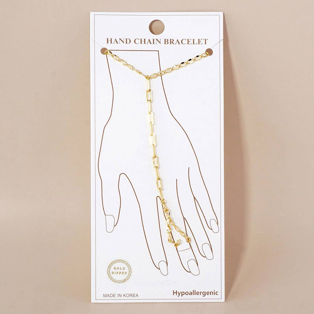 Sensibling Corp. - Wholesale Link & Chain Bracelet - Gold Dipped Paperclip Chain Hand Chain Bracelet1