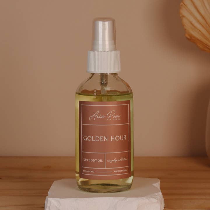 Huile pour le corps sec Golden Hour pour la vente par Aria Rose Bath Co