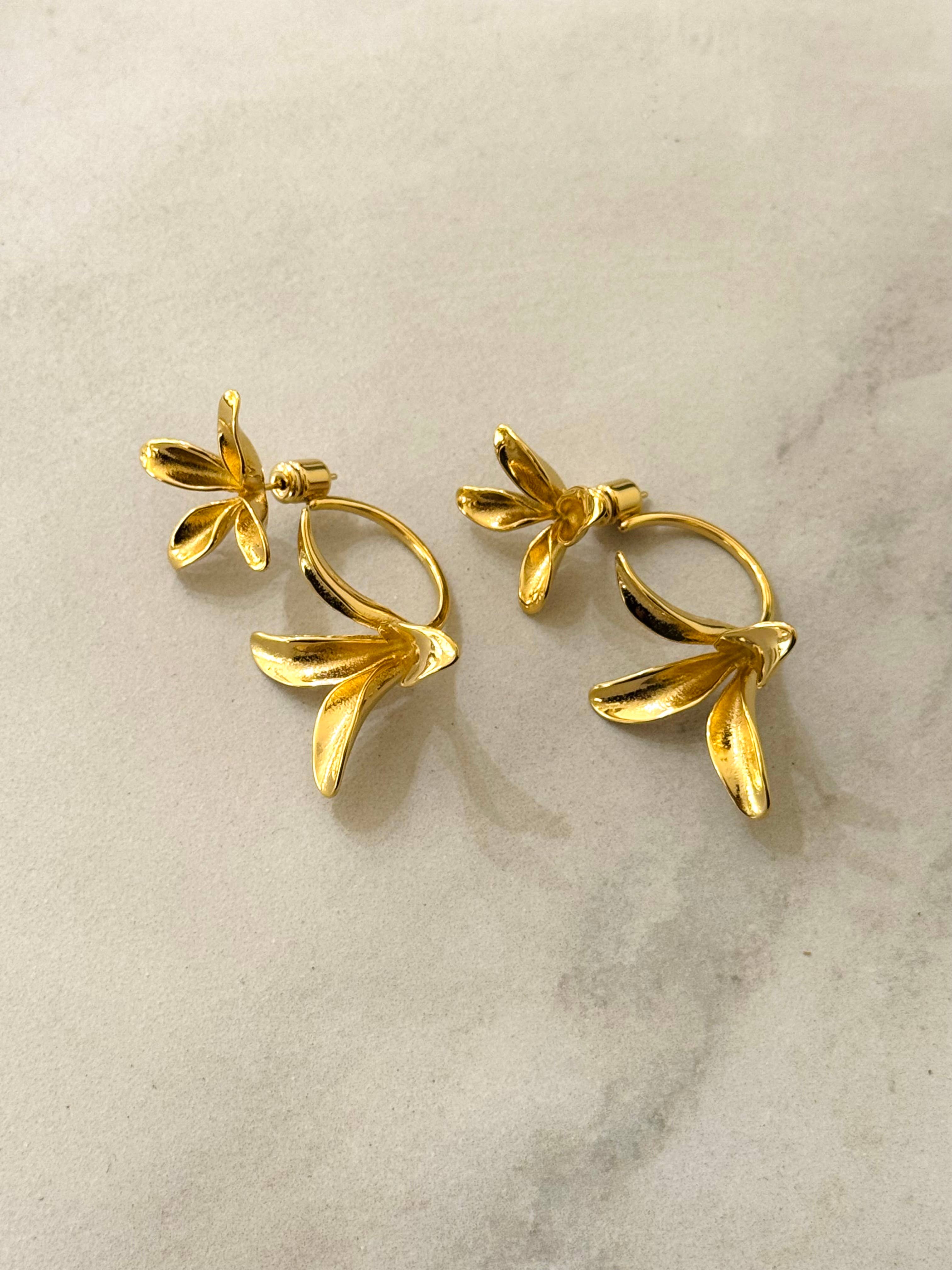 Cassette Barcelona - Wholesale Dangle Earrings - Lis Stainless Steel Floral Earrings2